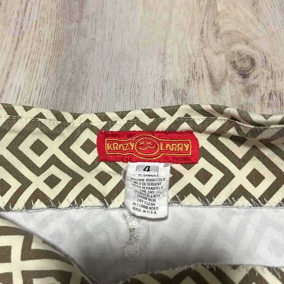 Krazy Larry Brown Tan Geometric Pull On Ankle Pants 4 - Picture 4 of 5